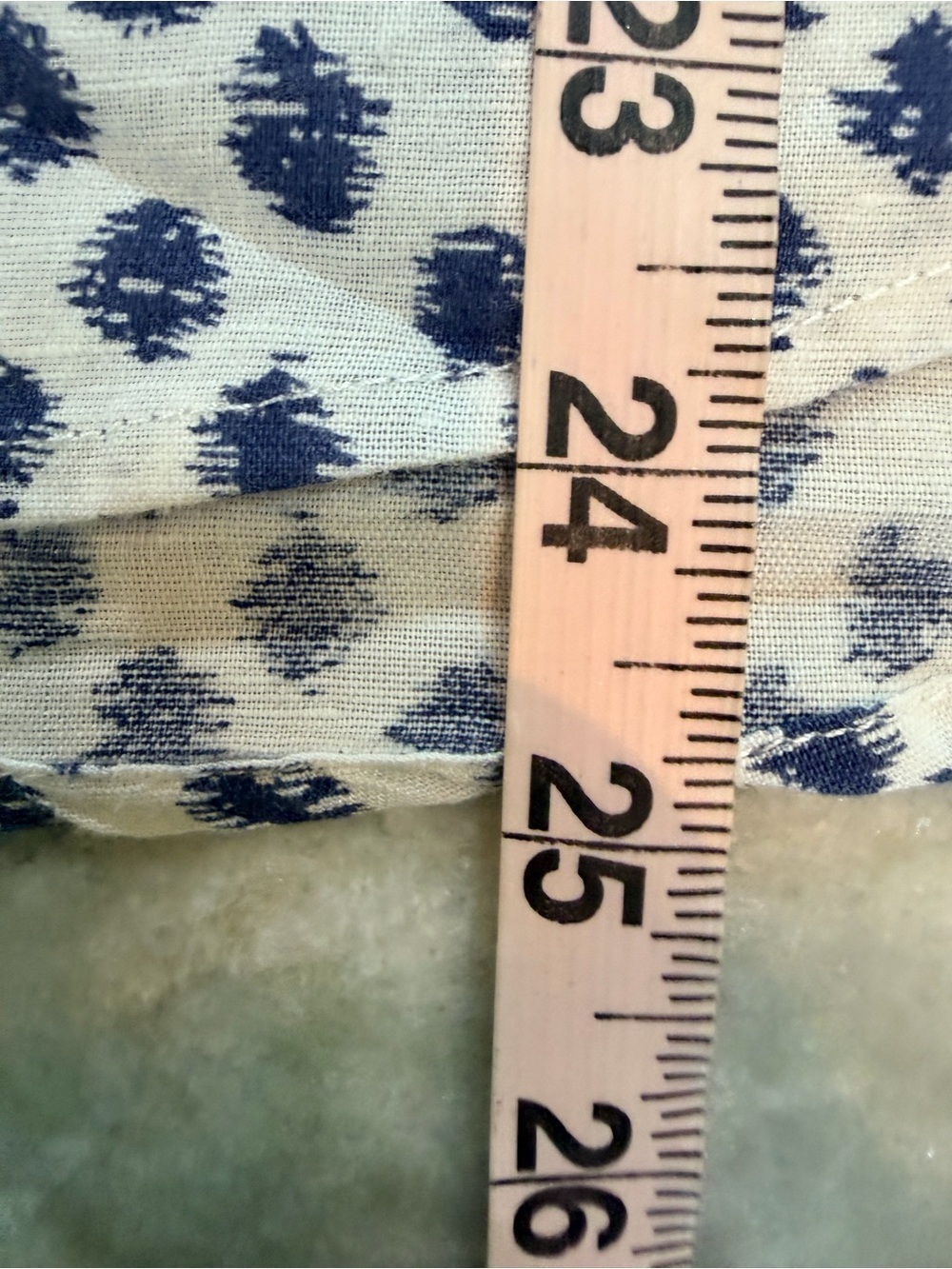 Hester & Orchard Linen Blend Button Front Blouse Small Navy White Print Top - Picture 8 of 9